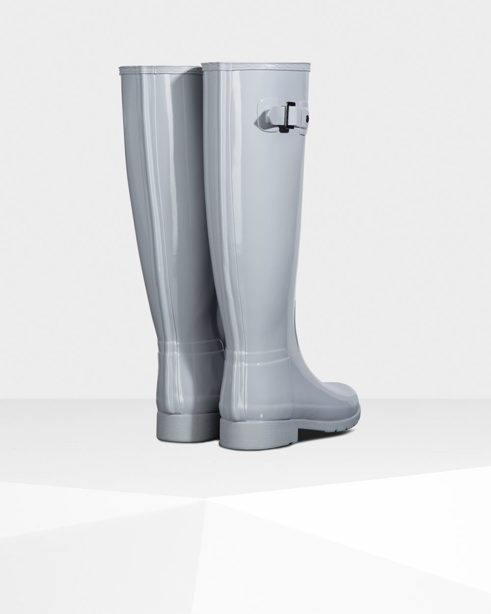 Hunter Refined Slim Fit Gloss Tall Rain Boots - Online Shop Womens Light Grey - YEWKDH180